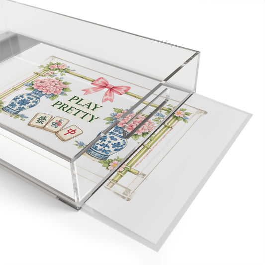 Play Pretty Acrylic Serving Tray — Floral Mahjong Vanity Tray - Creations by Chris and Carlos