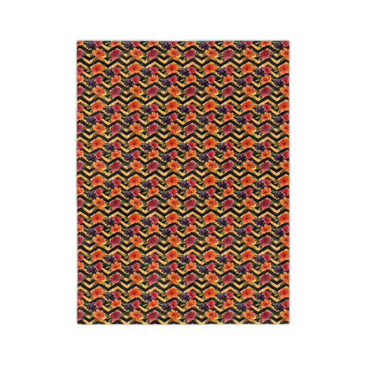 Sol y Alegría (Sun and Joy) Collection- Floral Chevron Velveteen Microfiber Blanket - Creations by Chris and Carlos