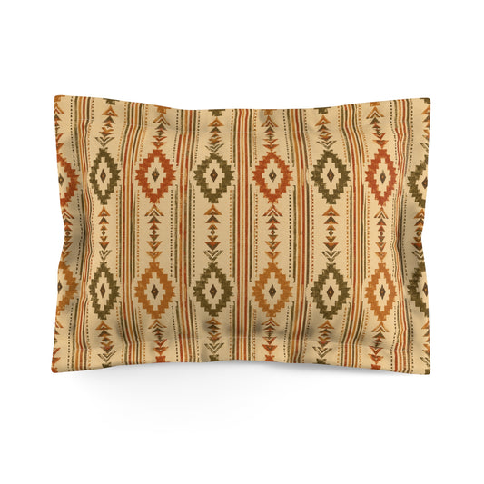 Southwestern Aztec Microfiber Pillow Sham — Rust, Olive & Mustard Geometric Throw Pillowcase - Creations by Chris and Carlos
