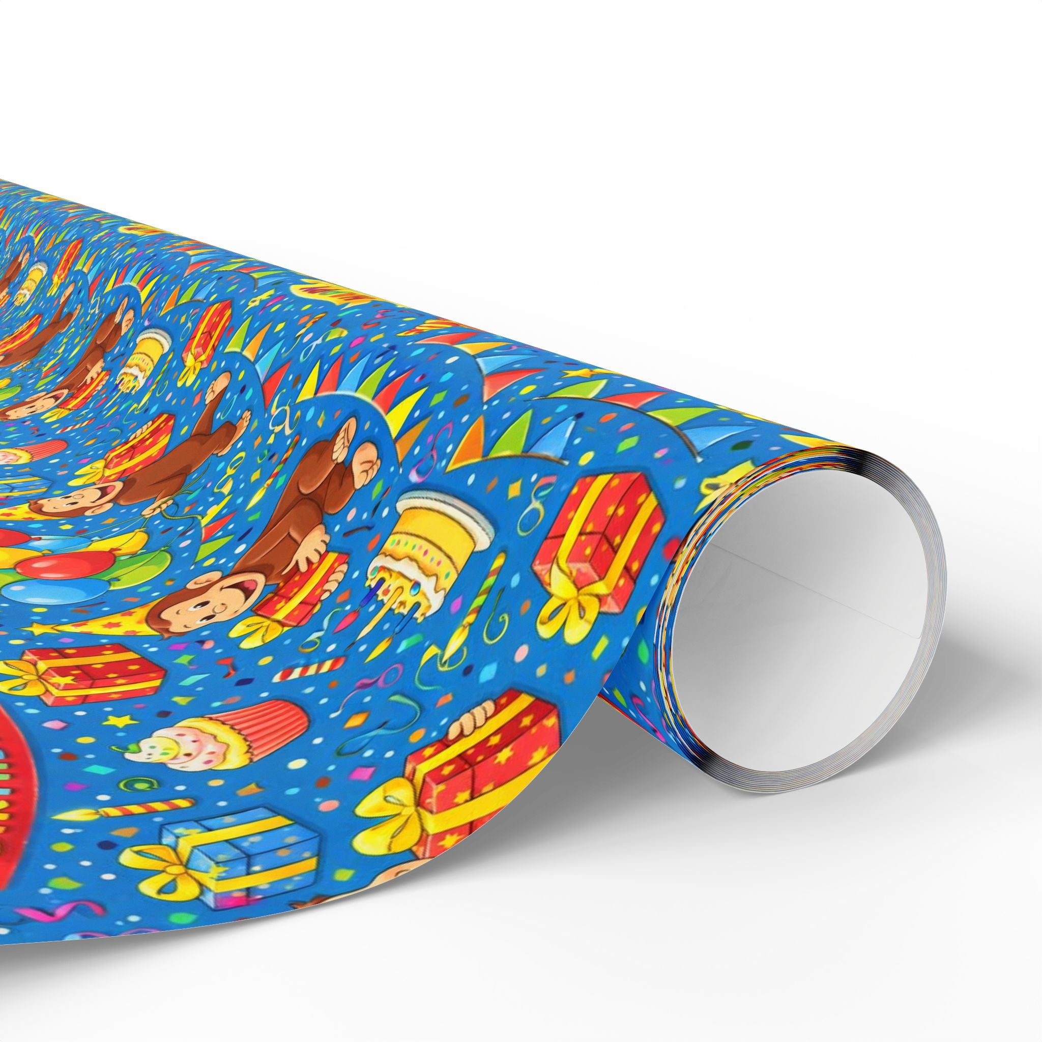 Wrapping Paper Roll — Colorful Birthday Presents & Party Curious George Animals Gift Wrap - Creations by Chris and Carlos