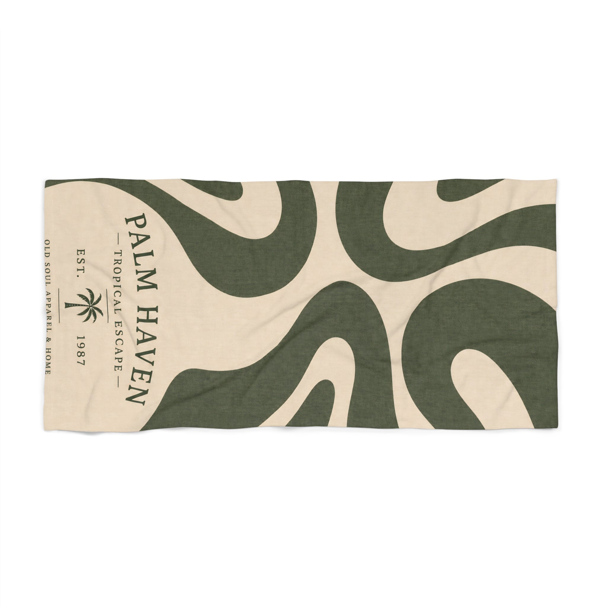 Palm Haven Resort Beach Towel — Tropical Escape Stripe Design - Creations by Chris and Carlos