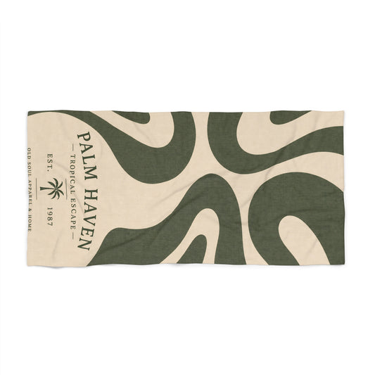 Palm Haven Resort Beach Towel — Tropical Escape Stripe Design - Creations by Chris and Carlos