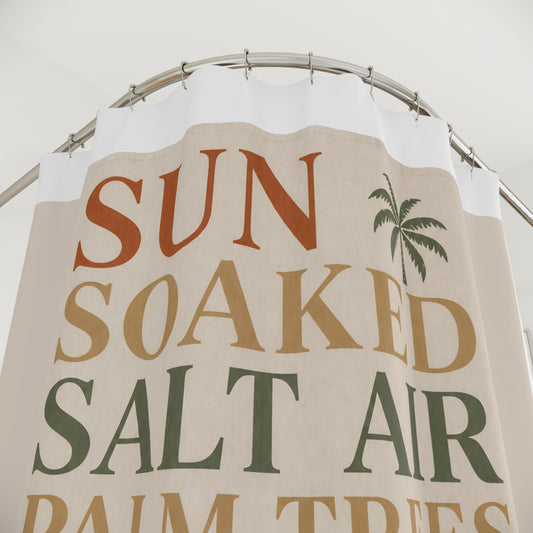 Island State of Mind Shower Curtain — Palm Haven Tropical Beach Quote - Creations by Chris and Carlos