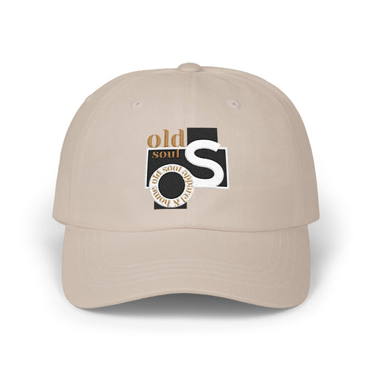 Classic Dad Cap – 'Old Soul' Retro Block Logo Embroidered Baseball Hat - Creations by Chris and Carlos