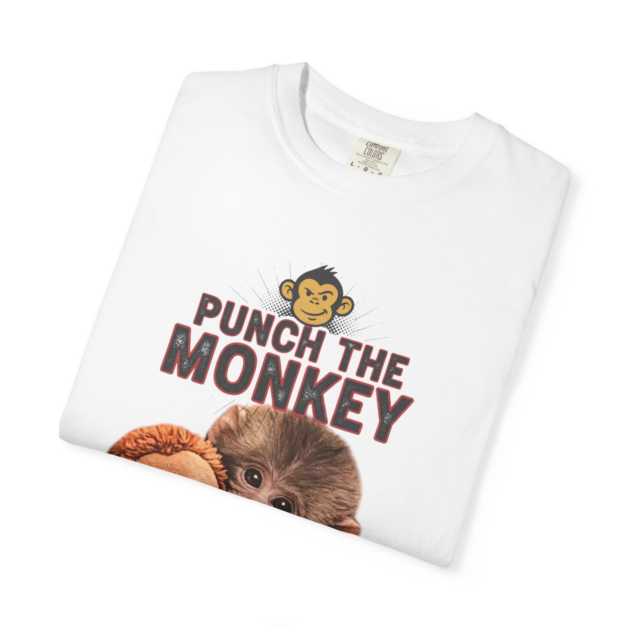 Punch the Monkey T-Shirt — Cute Baby Monkey with Plush Toy Graphic - Creations by Chris and Carlos