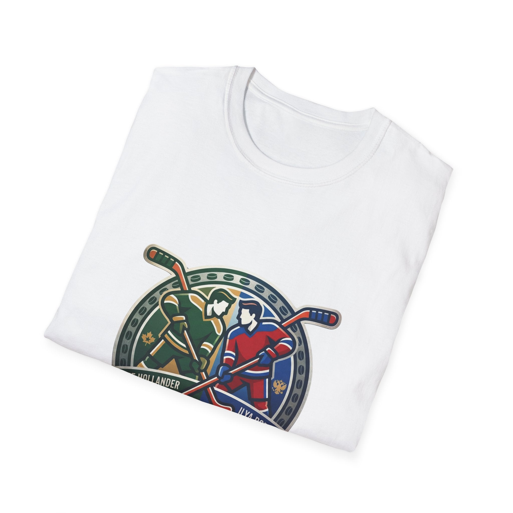 Hockey Heated Rivalry TV Show T‑Shirt — Vintage Stick & Player Crest - Creations by Chris and Carlos