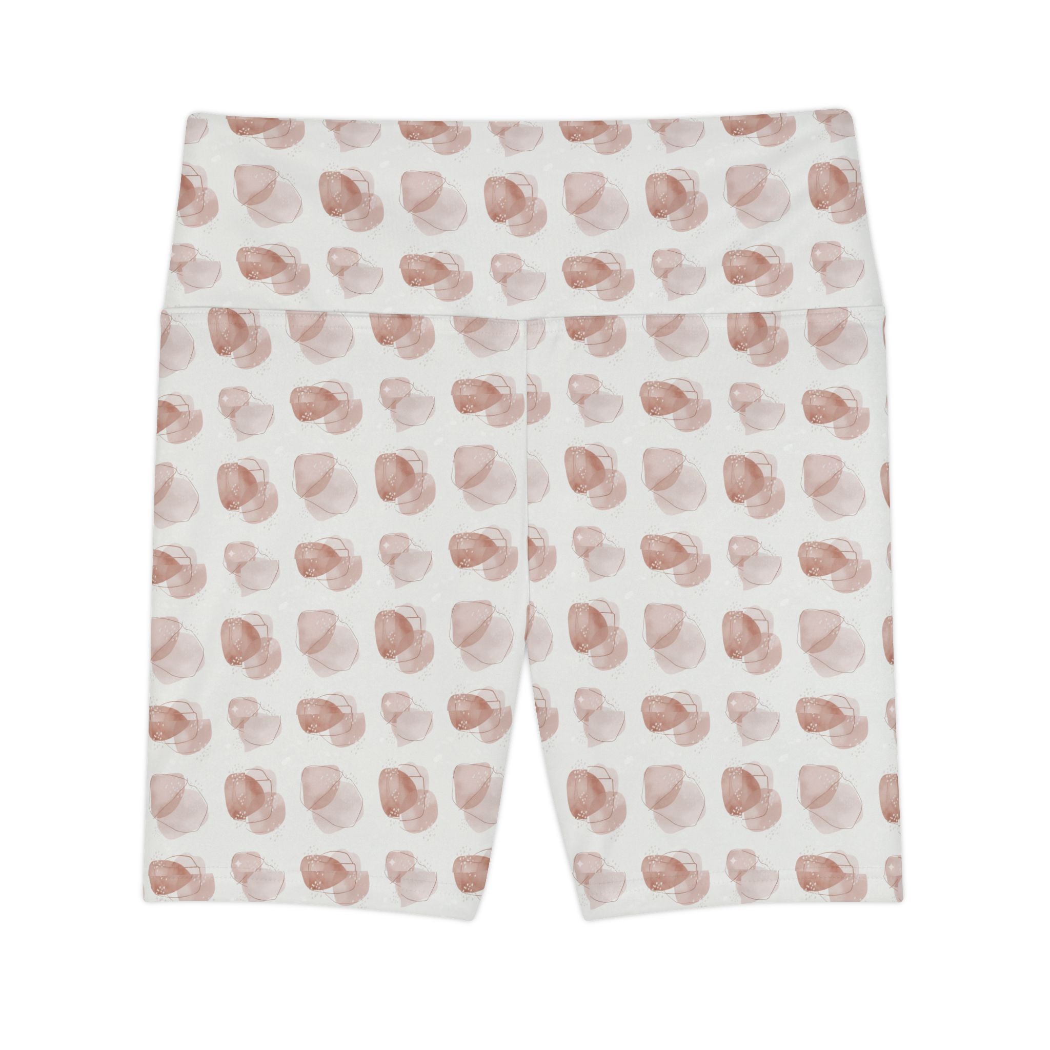 Watercolor Rose Petal Workout Shorts — Women's High-Waist Active Biker Shorts - Creations by Chris and Carlos