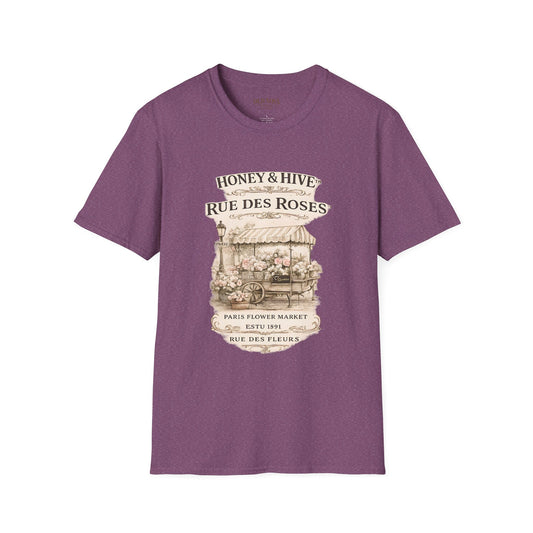 Rue des Roses Floral Market T-Shirt – Honey & Hive Vintage Garden Tee - Creations by Chris and Carlos