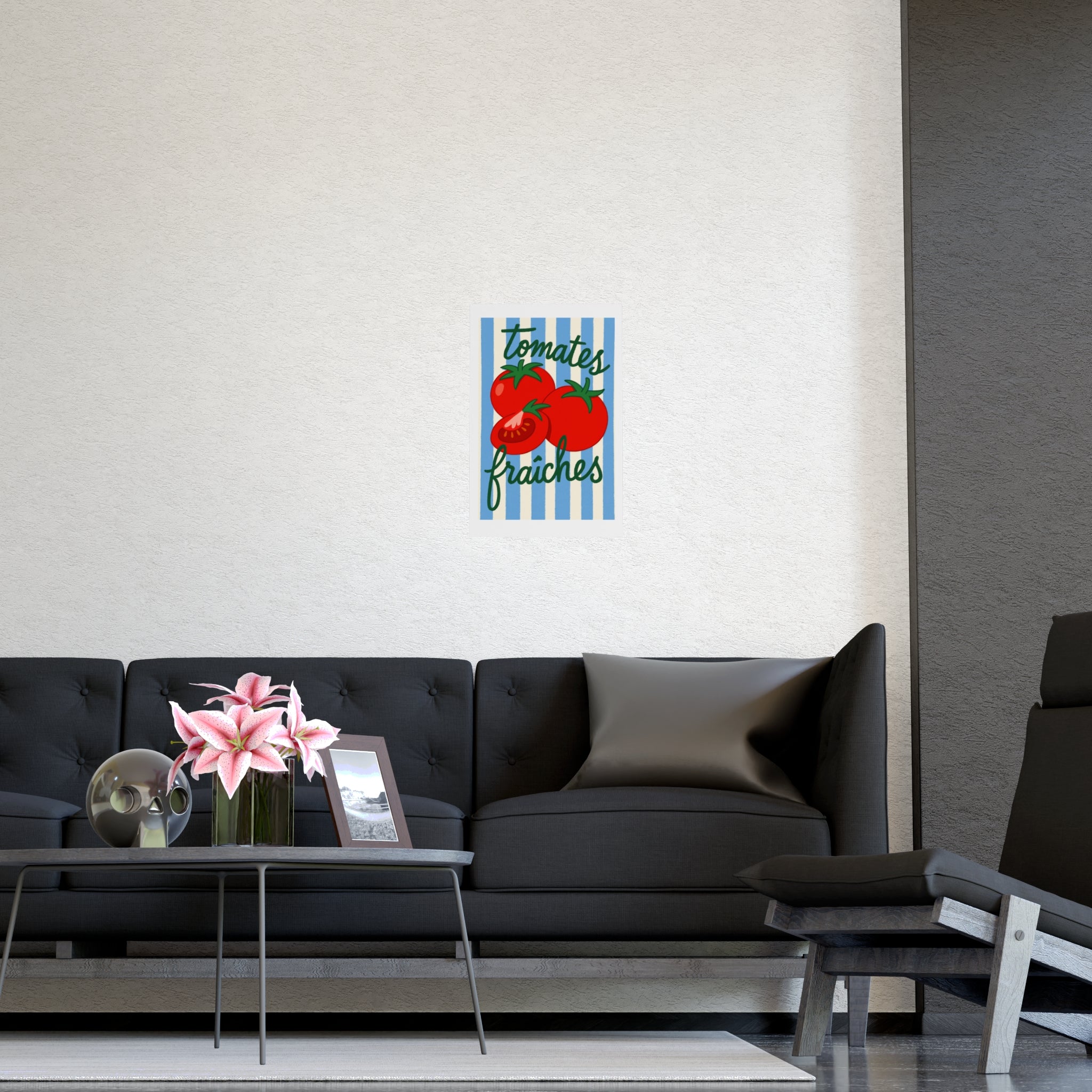 Tomates Fraîches Kitchen Poster — Vintage Stripe Tomato Art Print - Creations by Chris and Carlos