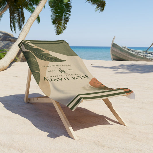 Palm Haven Beach Towel — Tropical Palm Leaves Resort Design - Creations by Chris and Carlos