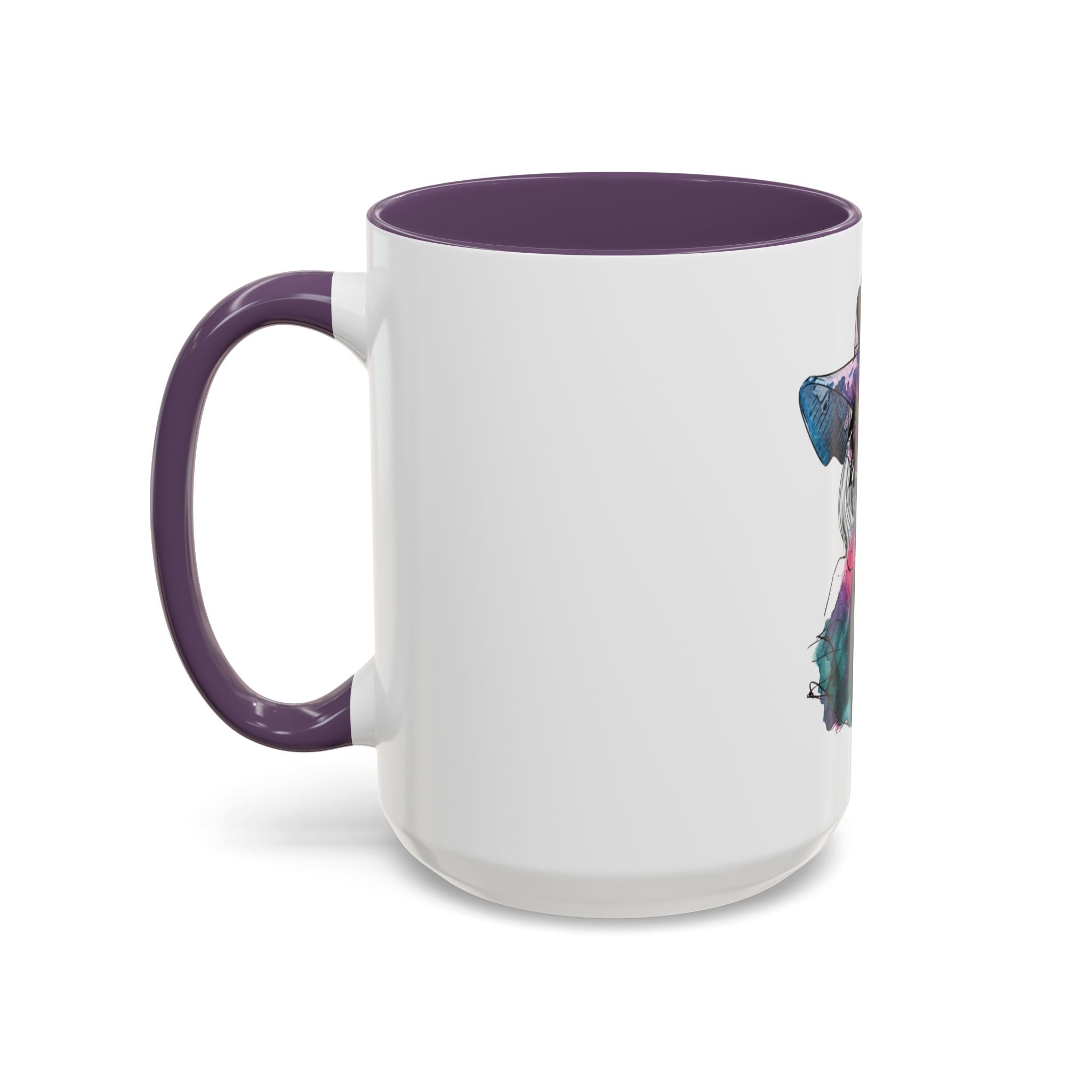 Abstract Floral Silhouette Accent Coffee Mug — Watercolor Woman Art (11/15oz) - Creations by Chris and Carlos