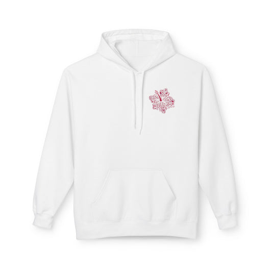 Pinky Palmtree Puff  Floral Graphic Hoodie — Vintage Botanical Note Print - Creations by Chris and Carlos