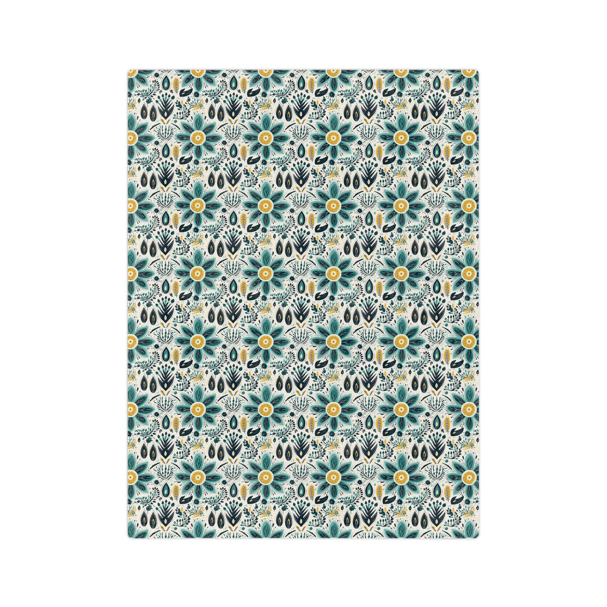 Sol y Alegría (Sun and Joy) Collection-Floral Teal Velvet Microfiber Blanket Boho Flower Pattern Throw - Creations by Chris and Carlos