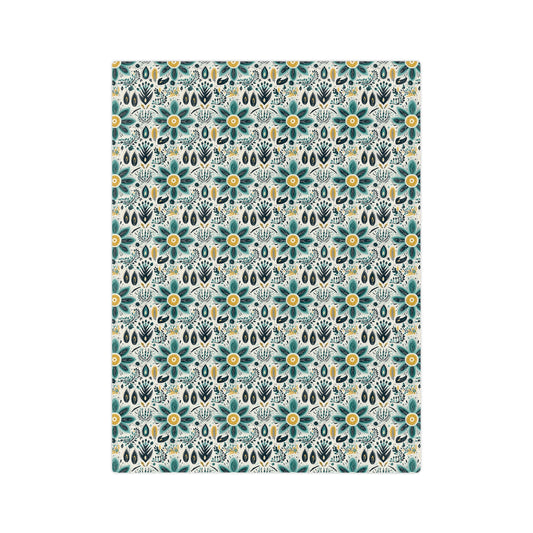 Sol y Alegría (Sun and Joy) Collection-Floral Teal Velvet Microfiber Blanket Boho Flower Pattern Throw - Creations by Chris and Carlos