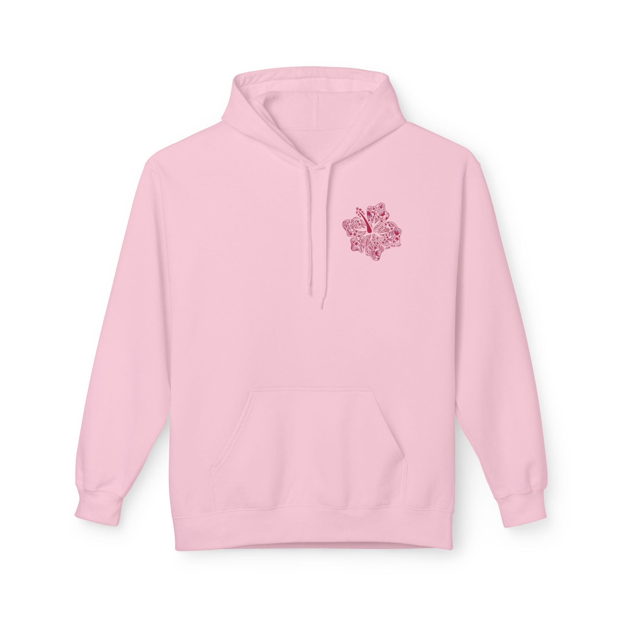 Pinky Palmtree Puff  Floral Graphic Hoodie — Vintage Botanical Note Print - Creations by Chris and Carlos