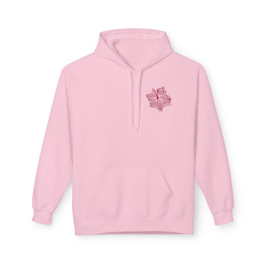 Pinky Palmtree Puff  Floral Graphic Hoodie — Vintage Botanical Note Print - Creations by Chris and Carlos
