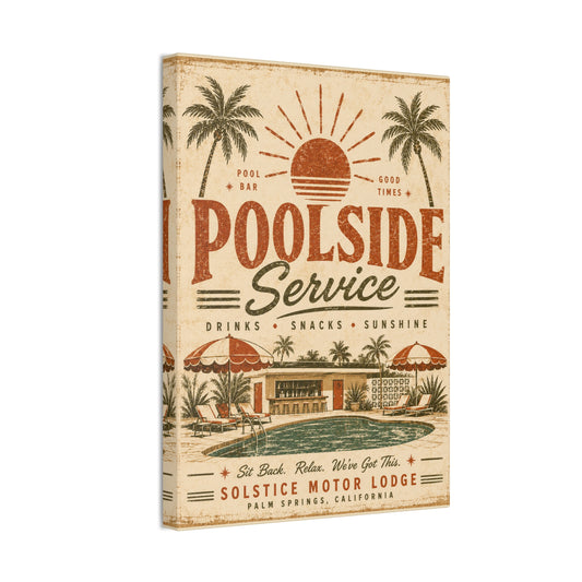 Poolside Service Vintage Canvas Wall Art - Retro Palm Springs Pool Poster - Creations by Chris and Carlos