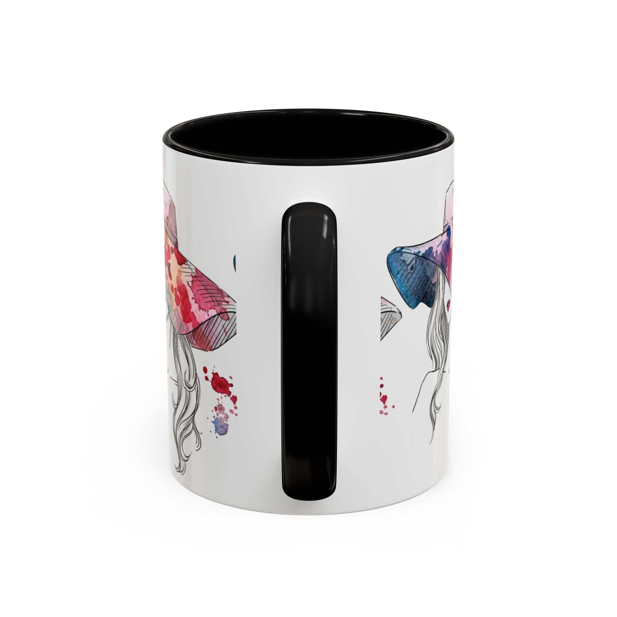 Watercolor Sun Hat Coffee Mug - Chic Fashion Illustration Accent Mug (11/15oz) - Creations by Chris and Carlos