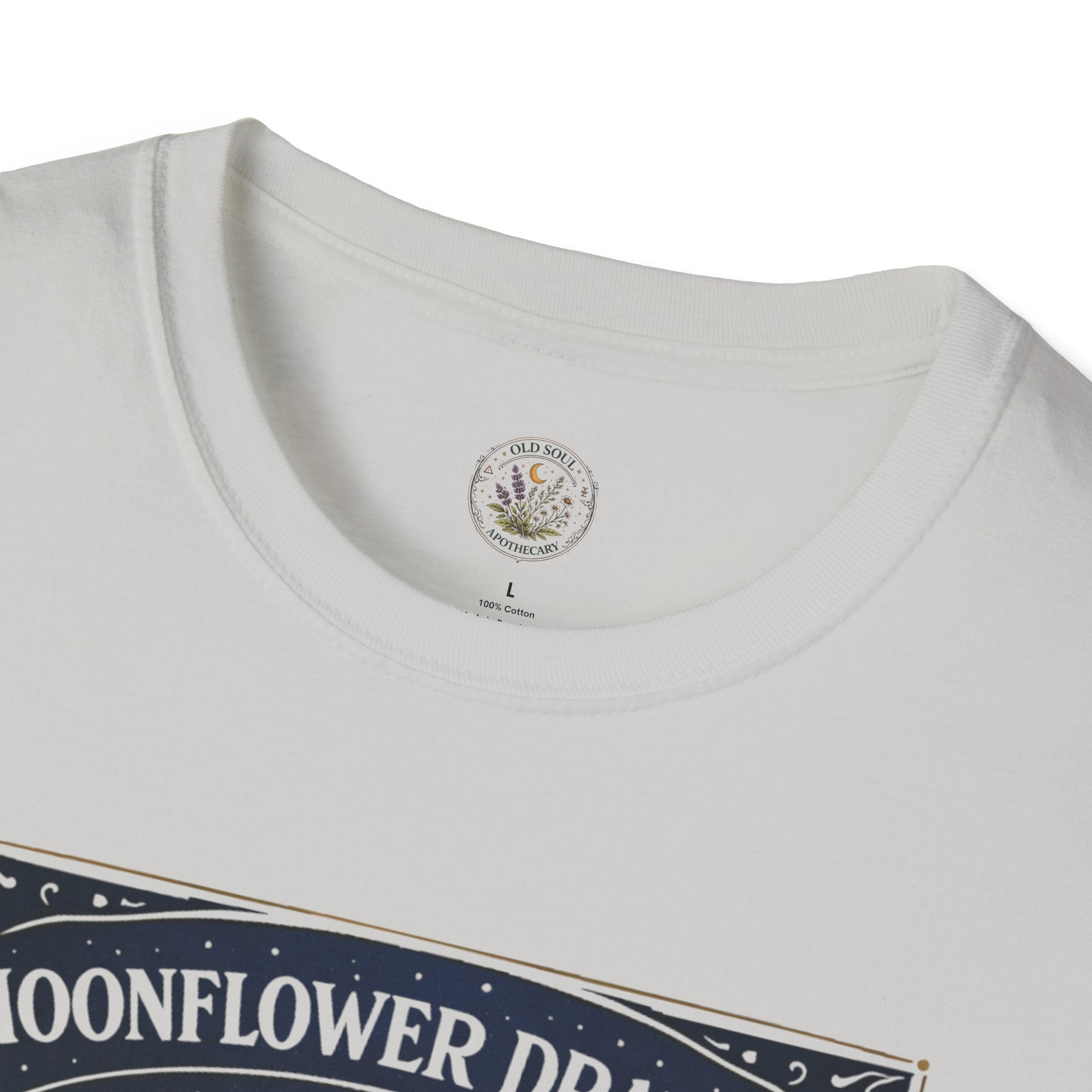 Old Soul Apothecary Moonflower Draught T‑Shirt — Botanical Moon Phase Graphic Tee - Creations by Chris and Carlos
