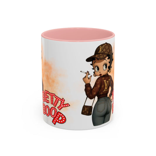 Accent Coffee Mug — Retro Pin-Up Character with 'Betty Boop' Text - Creations by Chris and Carlos
