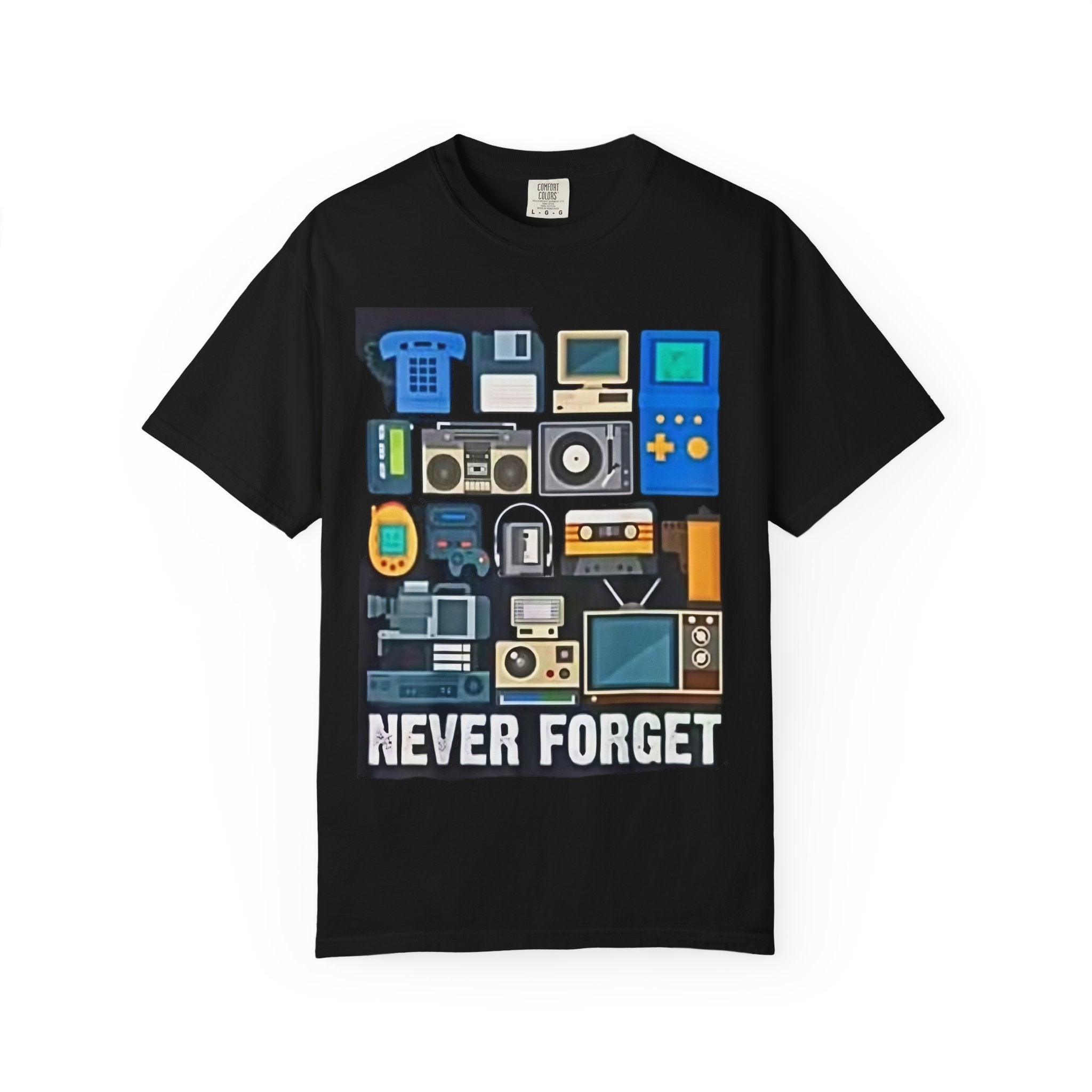 Retro Tech "Never Forget" T-Shirt - Creations by Chris and Carlos