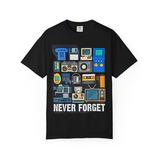 Retro Tech "Never Forget" T-Shirt - Creations by Chris and Carlos
