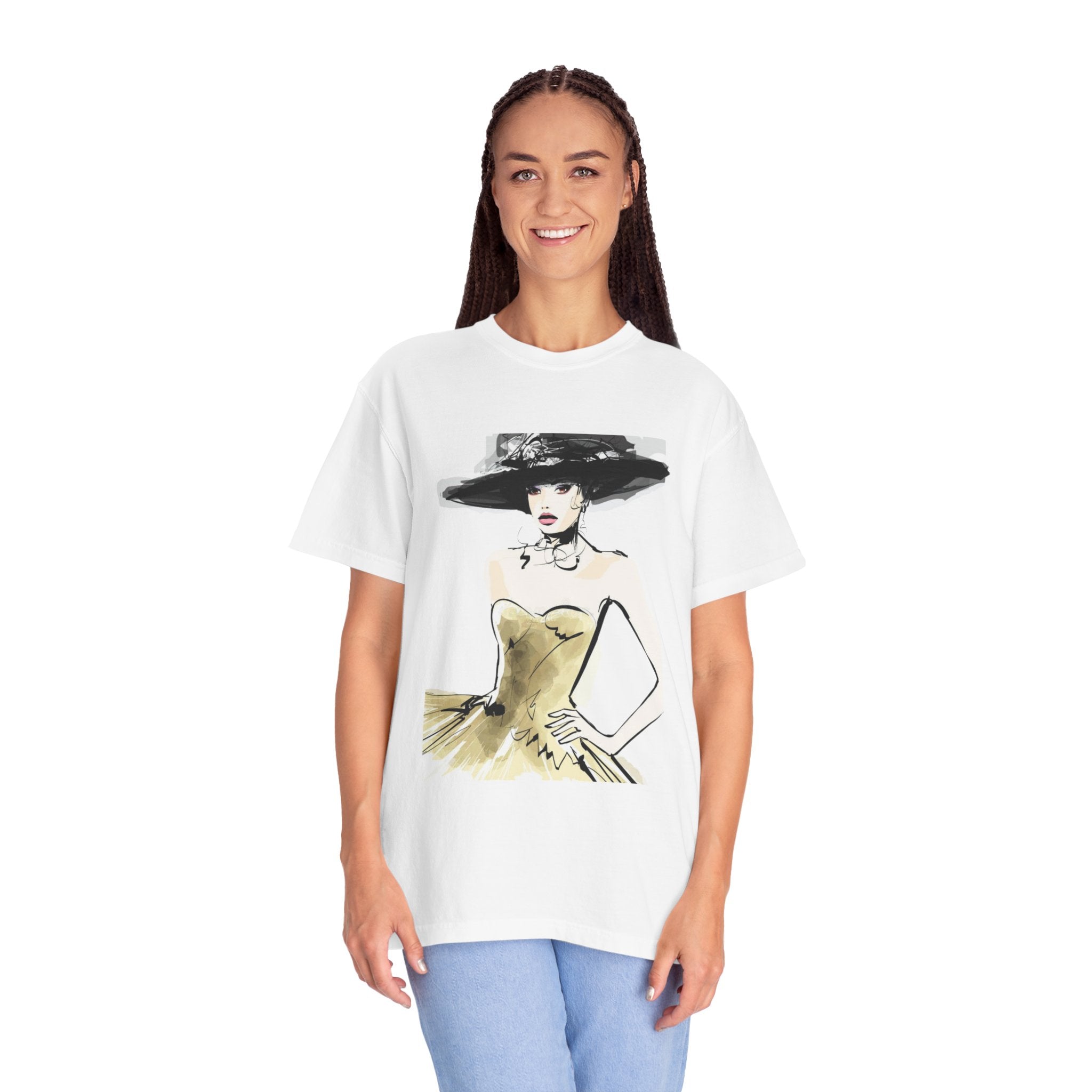 Fashion Illustration Tee — Vintage Chic Lady Graphic T-Shirt - Creations by Chris and Carlos