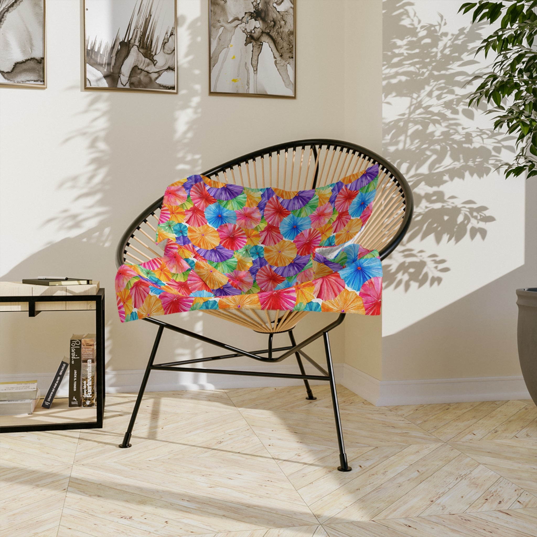 Sol y Alegría (Sun and Joy) Collection- Cactus Succulent Pattern Microfiber Blanket Soft Velveteen Throw for Home & Garden LoversTropical Parasol Velveteen Microfiber Blanket — Bright Floral Beach Umbrella Print, Cozy Travel & Home Throw - Creations by Chris and Carlos