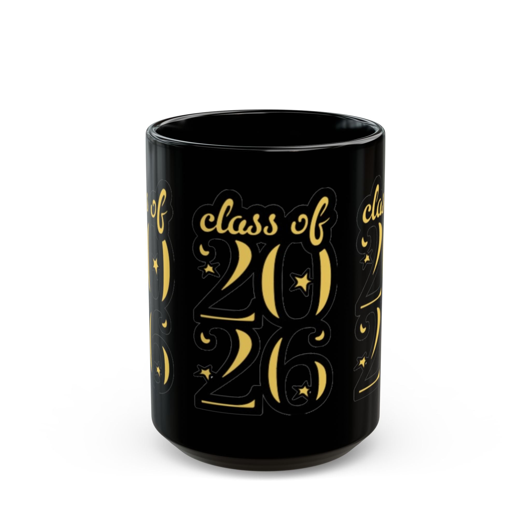 Class of 2026 Black Graduation Mug — Gold Lettering 11oz/15oz - Creations by Chris and Carlos