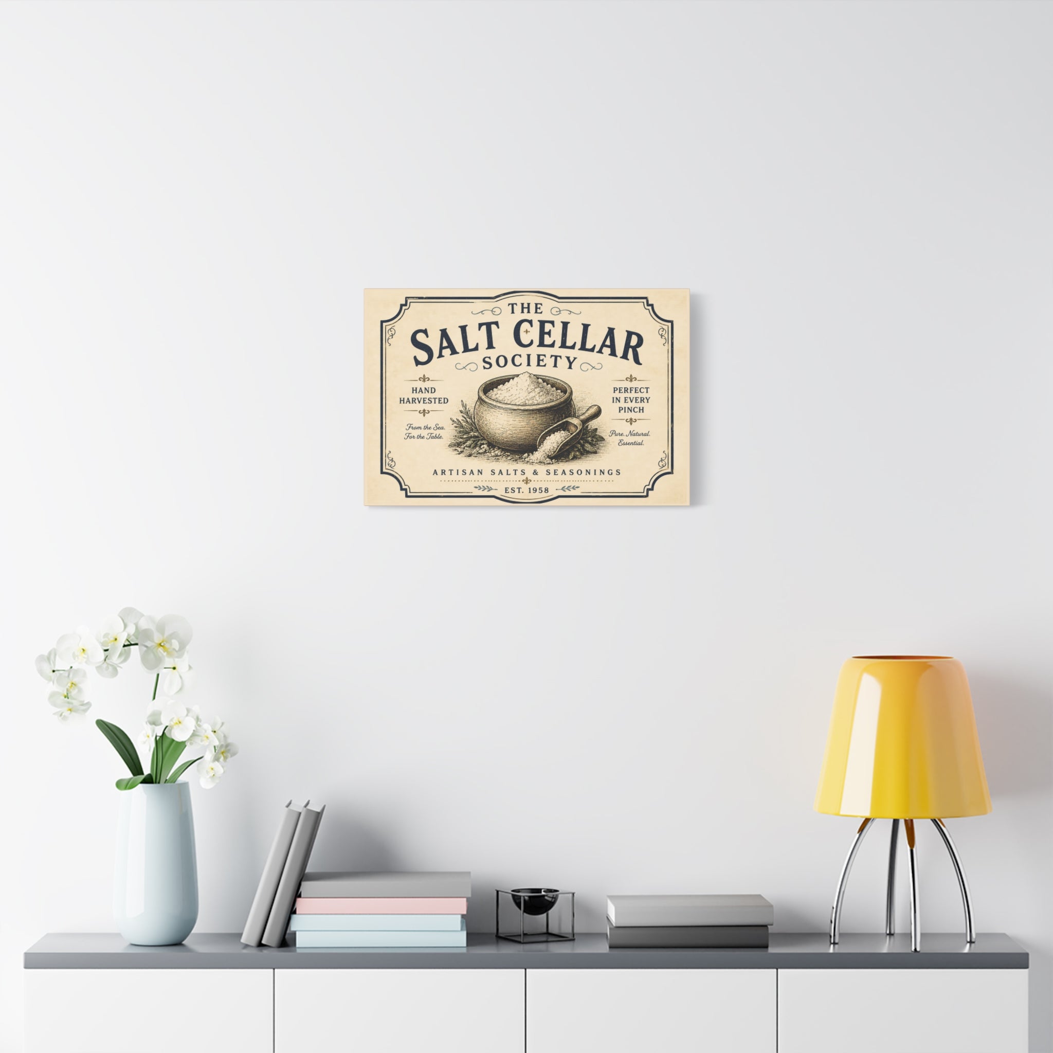 Salt Cellar Society Canvas Wall Art – Vintage Kitchen Spice Sign - Creations by Chris and Carlos