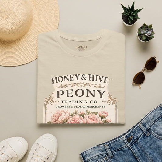 Vintage Bloom Graphic T‑Shirt — "Honey & Hive" Floral Crest Tee - Creations by Chris and Carlos