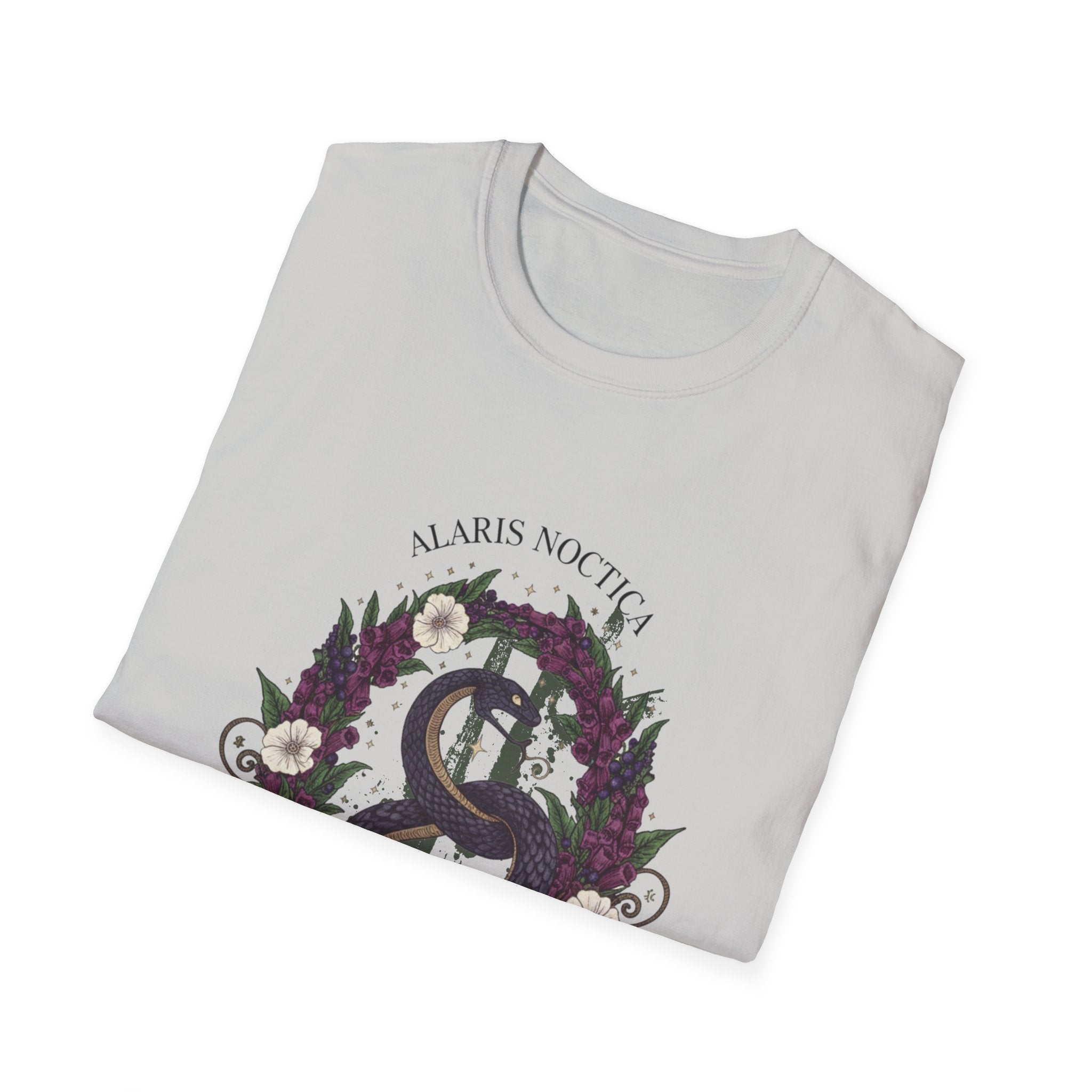 Snake & Wreath Graphic T-Shirt — 'Alarm's Nothing' Floral Gothic Tee - Creations by Chris and Carlos