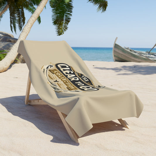 Clear To Go Collection Beach Towel – Vintage Travel Logo - Creations by Chris and Carlos