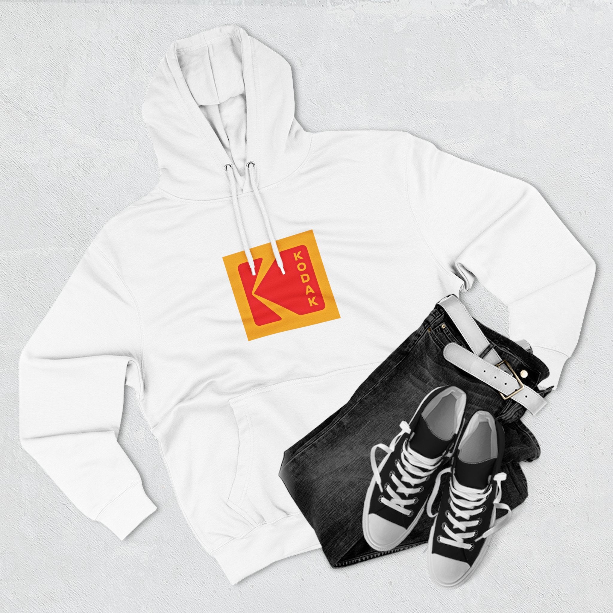 Kodak Logo Hoodie — Vintage Film Brand Graphic Fleece Hoodie - Creations by Chris and Carlos