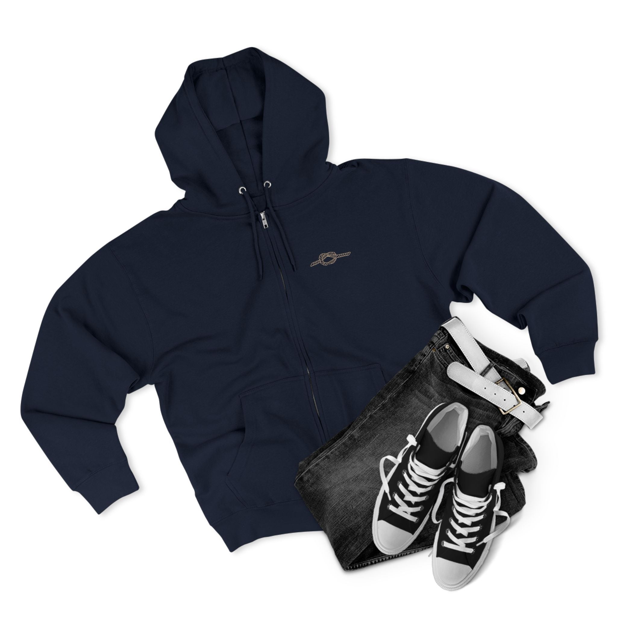 Y KNOT U Rope Knot Anchor Zip Hoodie — Nautical Graphic Unisex Zip-Up - Creations by Chris and Carlos