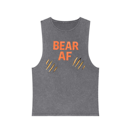 Bear AF Stonewash Tank Top — Bold Graphic Bear Claw Muscle Tee - Creations by Chris and Carlos