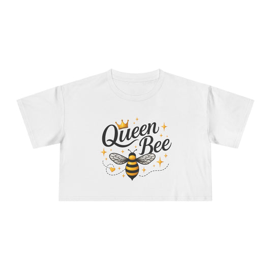 Queen Bee Crop Tee – Women's Bee Graphic Short Sleeve Top - Creations by Chris and Carlos