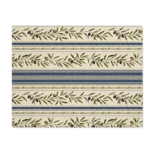Olive Branch Stripe Placemat — Country Kitchen Table Mat - Creations by Chris and Carlos