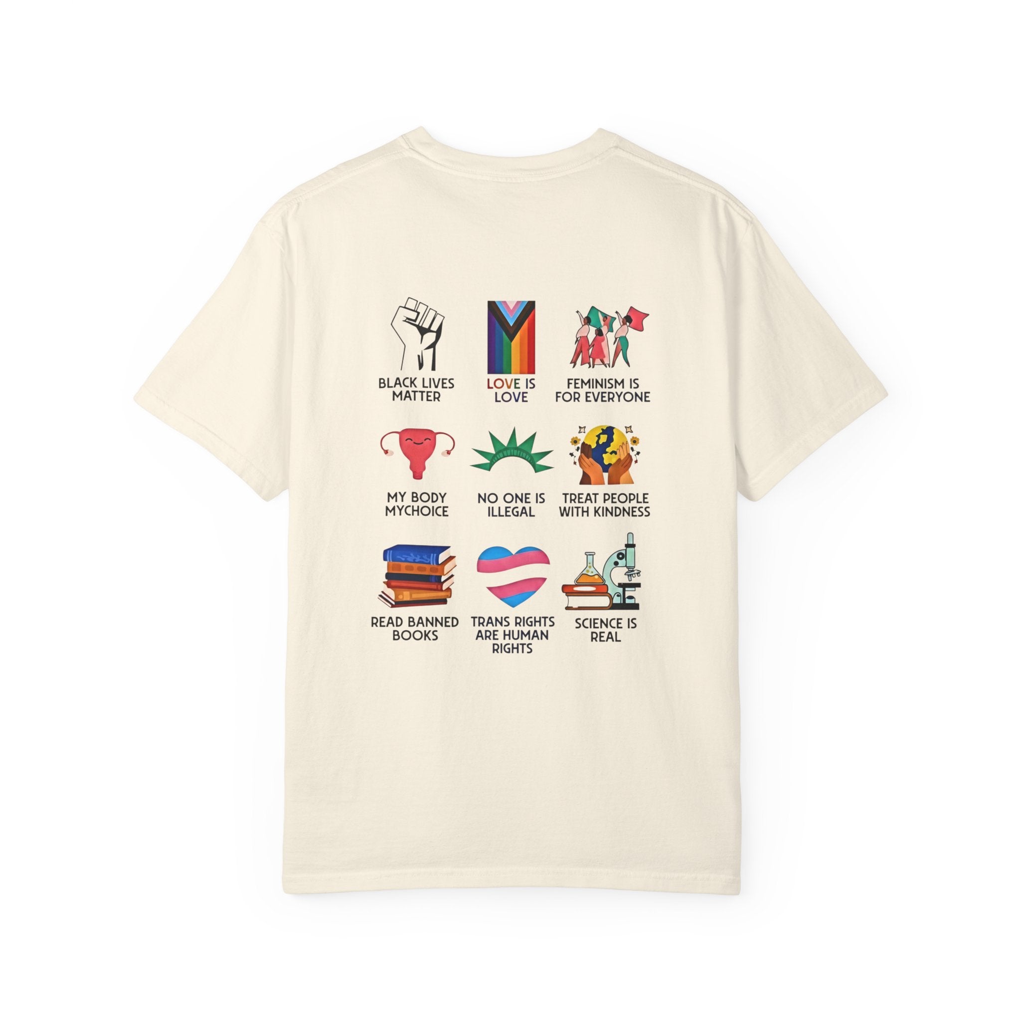 T-Shirt — "Big Fan of Human Rights" Graphic Tee (Equality & Activism Icons) - Creations by Chris and Carlos