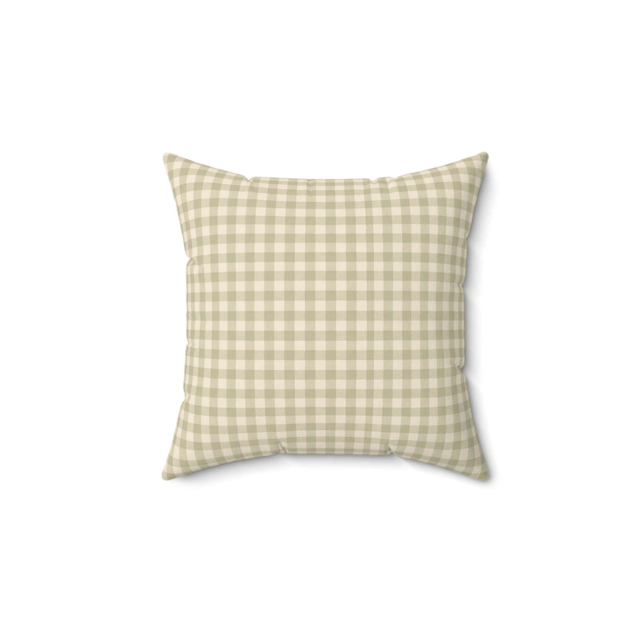 Gingham Faux Suede Square Pillow — Light Sage Check Decorative Throw Pillow - Creations by Chris and Carlos