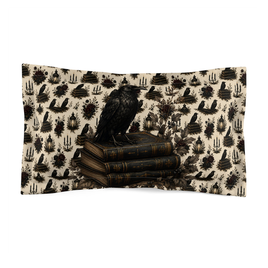 Gothic Raven on Vintage Books Pillow Sham Old Soul Hallow | Black Lantern Society