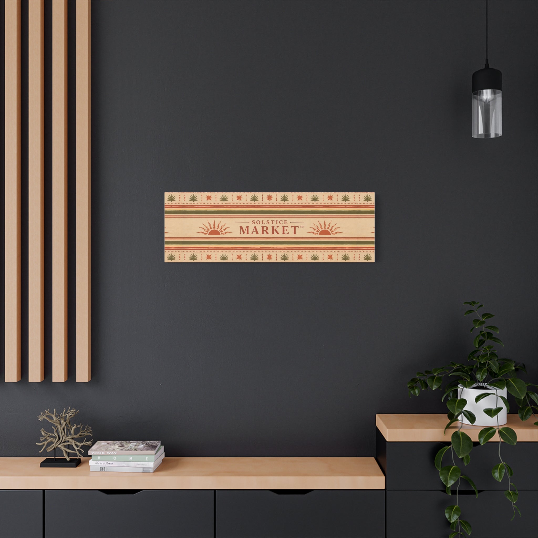 Solstice Market Canvas Wall Art – Rustic Sun Stripe Stretched Canvas - Creations by Chris and Carlos