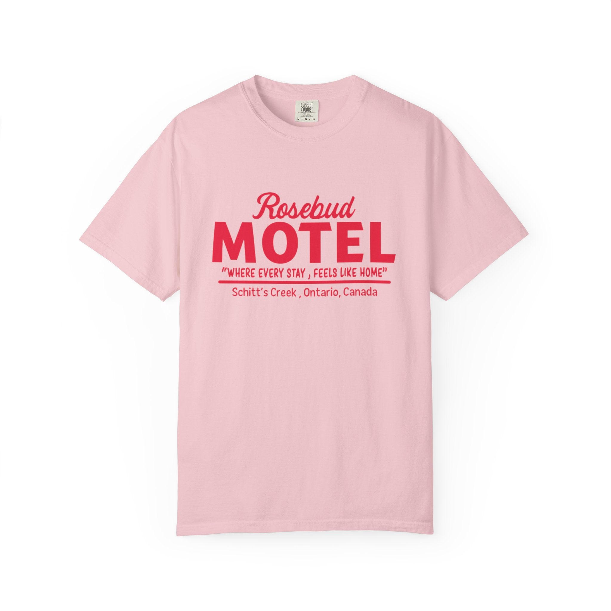 Rosebud Motel T-Shirt — Vintage 'Where Every Stay Feels Like Home' Graphic Tee - Creations by Chris and Carlos