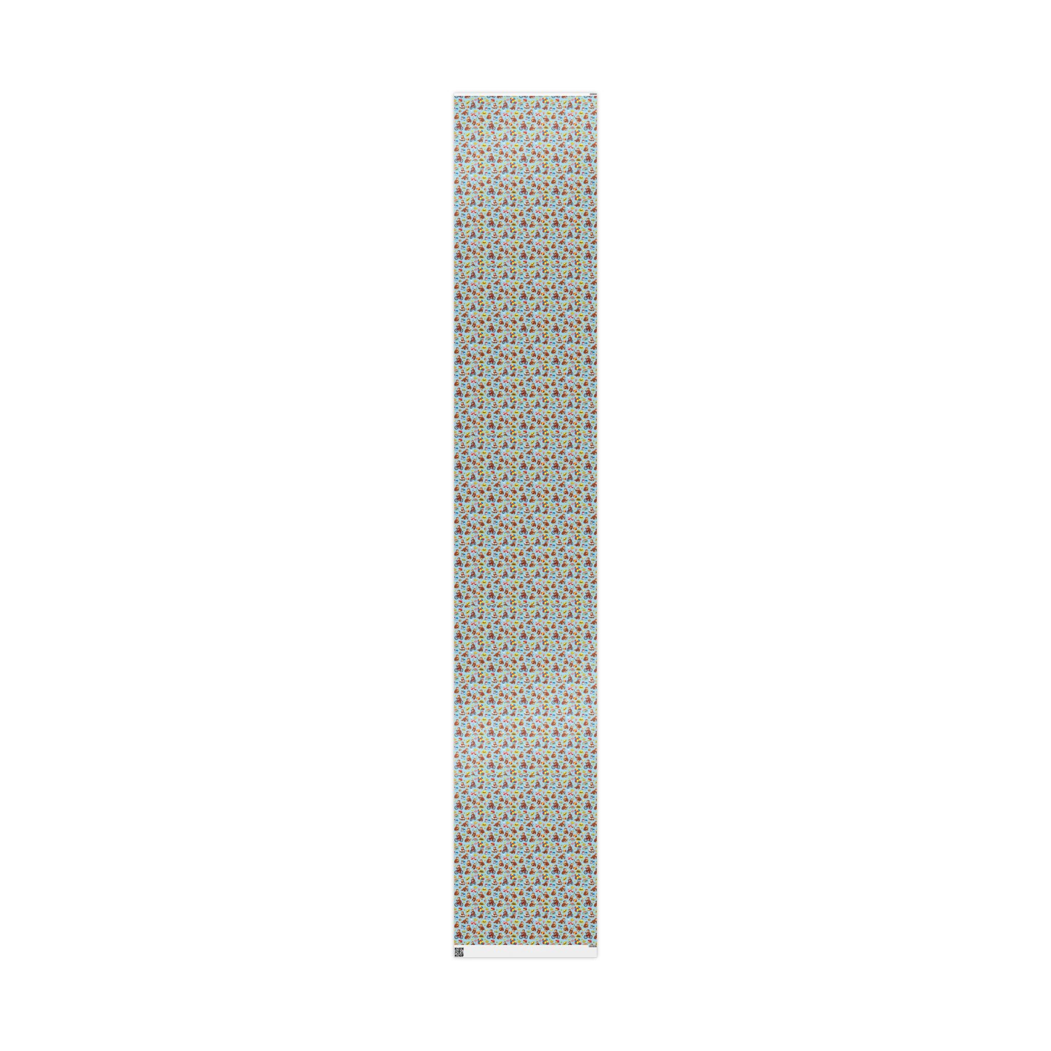 Wrapping Paper Roll — Playful Curious George Monkey Pattern Gift Wrap (Blue) - Creations by Chris and Carlos