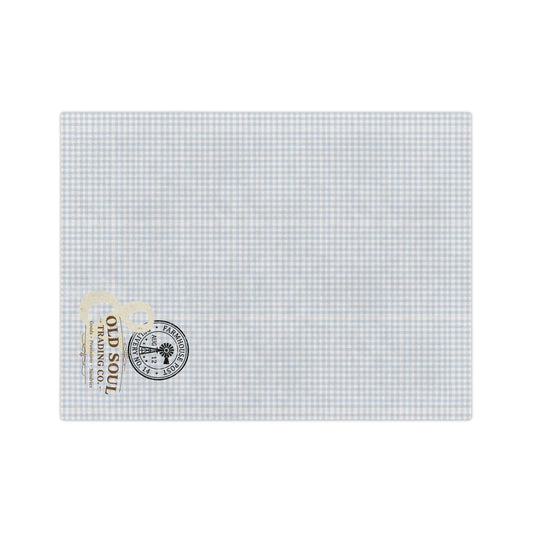 Light Blue Gingham Velveteen Microfiber Blanket — Cozy Plaid Throw for Nursery & Home - Creations by Chris and Carlos