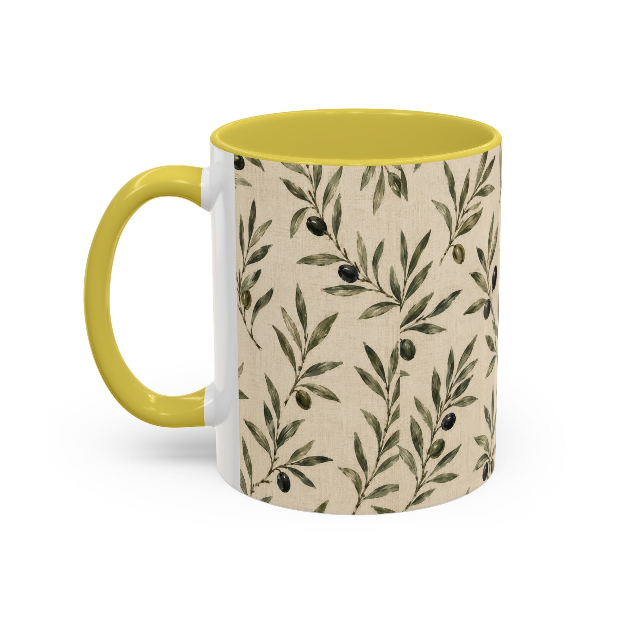 Olive Branch Pattern Ceramic Mug (11oz, 15oz) - Creations by Chris and Carlos