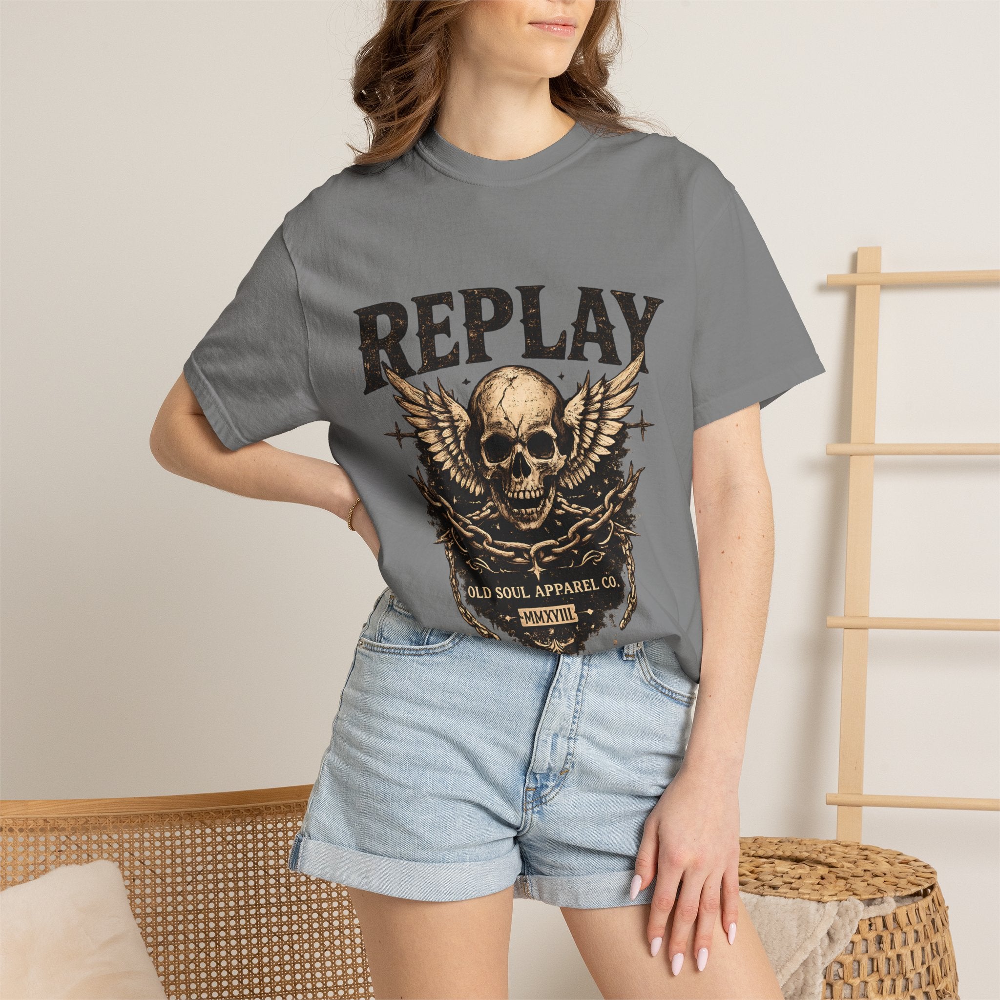 Replay Skull T-Shirt — Vintage Rock Graphic Tee - Creations by Chris and Carlos