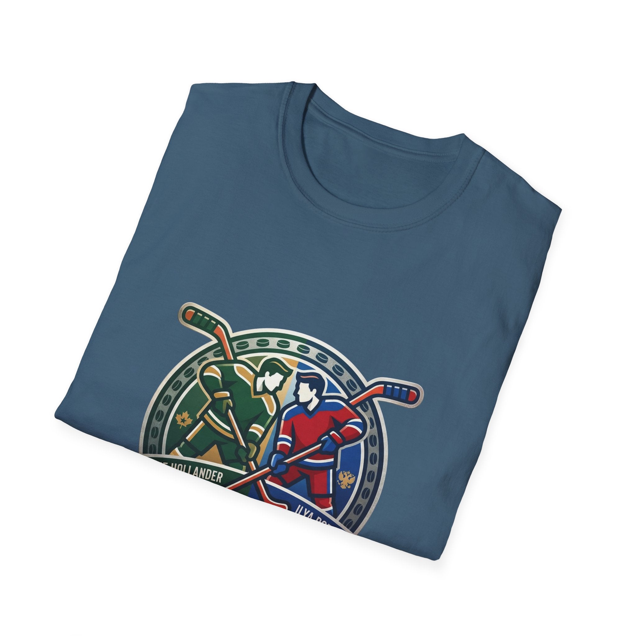 Hockey Heated Rivalry TV Show T‑Shirt — Vintage Stick & Player Crest - Creations by Chris and Carlos