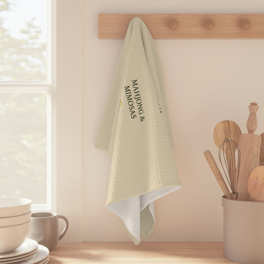 Mahjong & Mimosas Tea Towel — Floral Mahjong Game Brunch Kitchen Towel - Creations by Chris and Carlos