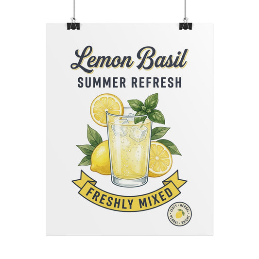 Lemon Basil Summer Refresh Poster — "Freshly Mixed" Vintage Citrus Kitchen Art - Creations by Chris and Carlos